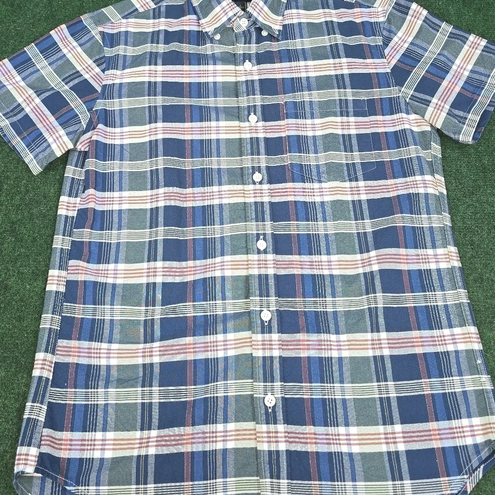 J. Crew | Mens Slim Small Oxford Cloth Short Sleeve Button Down Plaid Shirt